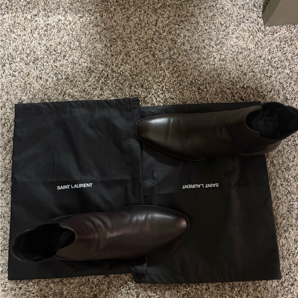 Yves Saint Laurent Dark Brown Leather Boots made in Italia main image 5